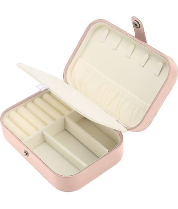 Jewellery Organiser PU Leather Zipper Portable Storage Box with Divider Container