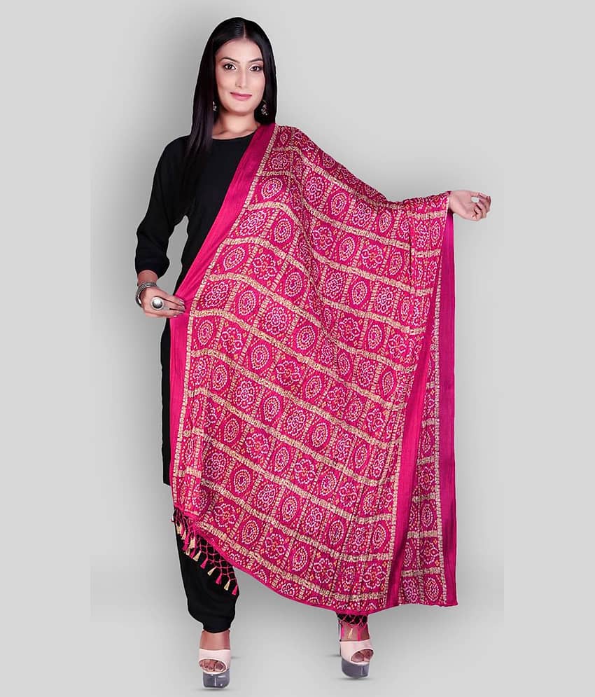 Apratim Pink Silk Bandhej Dupatta - Single