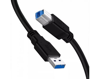 Hi-Lite Essentials USB Printer Cable 3.0 (Type A Male To Type B Male)  5Gbps for HP Scanjet 5000 S4, 1m (Black)
