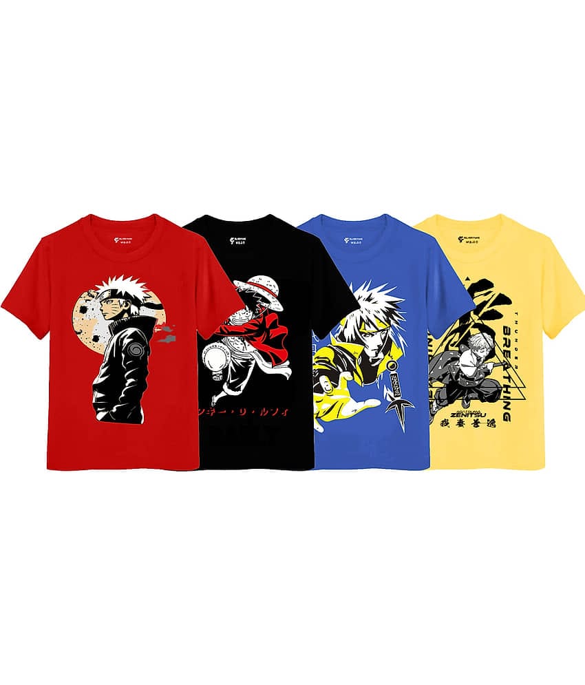 SILVER FANG Pack of 4 Boys Cotton Blend T-Shirt ( Multicolor )