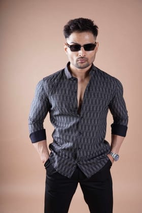 ARCTIC LUXE PRINTED SHIRT GREY-Small / DARK GREY / ARCTIC LUXE PRINTED SHIRT GREY
