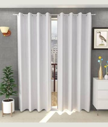N2C Home Solid Semi-Transparent Eyelet Curtain 5 ft ( Pack of 2 ) - White