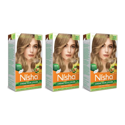 Nisha Creme Hair Color, Permanent Hair Colour Light Blonde, Silky & Shiny 100% Grey Coverage & Ammonia Free Color With Natural Henna Extract, 60G+60Ml Nisha Creme Hair Color, Permanent Hair Colour Light Blonde, Silky & Shiny 100% Grey Coverage & Ammonia 