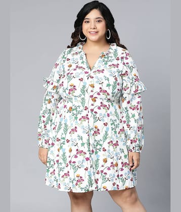 Oxolloxo Women Polyester Printed A-line Dress ( White )