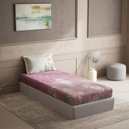 DDECOR - Cherish Collection 100% Cotton Floral Pattern 150TC Single Bedsheet|152 CM X 224 CM| - Pink