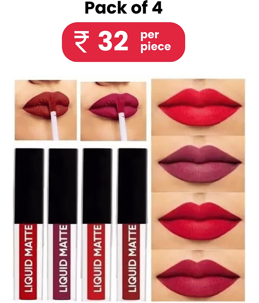 Blushis Non Transfer Mini Lipstick Red ,Purple, Maroon, and Magenta(Pack of 4) 16 ml