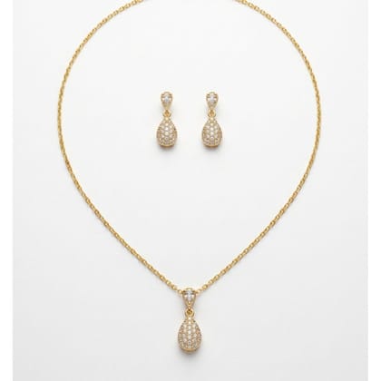 Pendant Set Gold-Toned Teardrop Pendant Set Gold-Toned Teardrop
