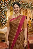 Arani Soft Silk Sarees -Brown Patterns with Wine Red