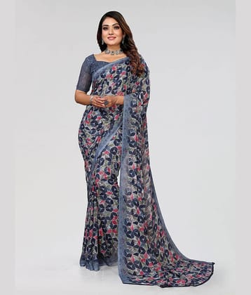 ANAND SAREES Georgette Printed Regular Saree With Unstitched Blouse Piece ( Grey )