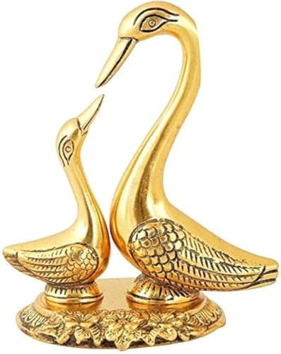 Decorative Showpiece Metal Swan Set Statue for Home Table Office Desk Decoration-Gift for him her Couple
