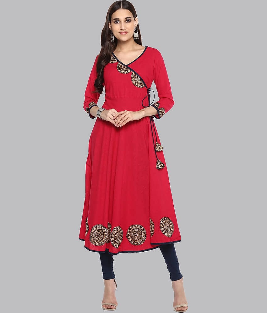 Yash Gallery - Multicolor Cotton Women's Angrakha Kurti ( Pack of 1 )