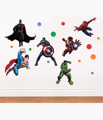 Asmi Collection Super Heroes Wall Sticker ( 150 x 150 cms )