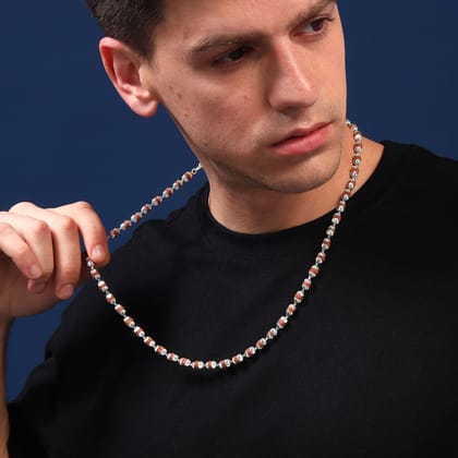 Rudraveerya 925 Sterling Silver Rudraksha Chain for Men-23.4 gms