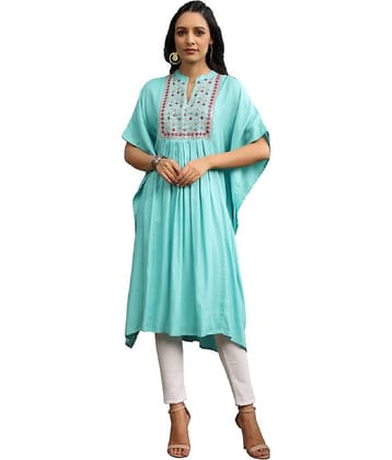 Juniper - Light Blue Rayon Flex Women's Kaftan Kurti ( Pack of 1 )