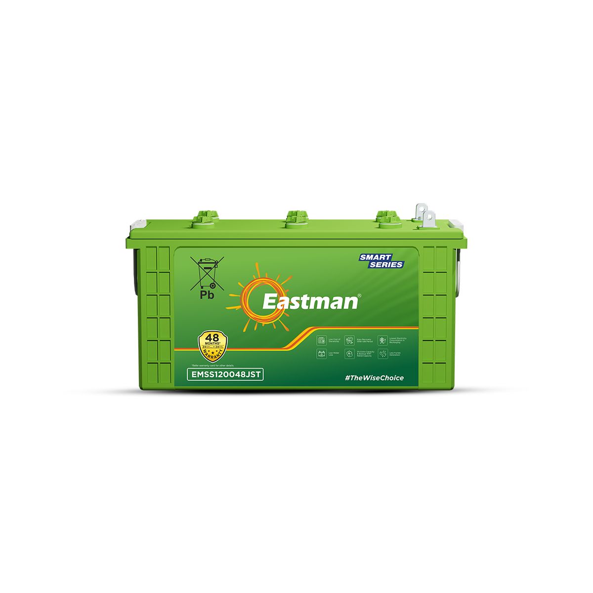 Eastman EMSS120048JST | Jumbo Short Tubular | 120 AH Inverter Battery |Warranty 48 (24+24) Months for Home & Office