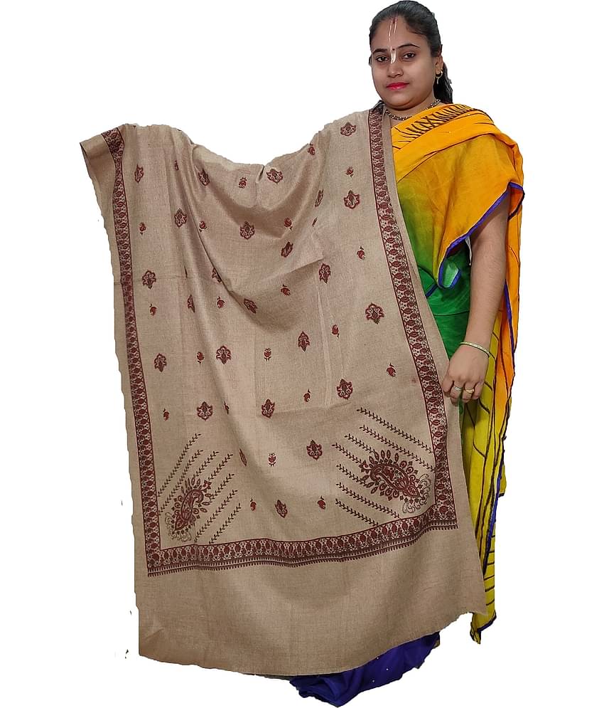 Vrinde Beige Printed Shawl - ( Pack of 1 )