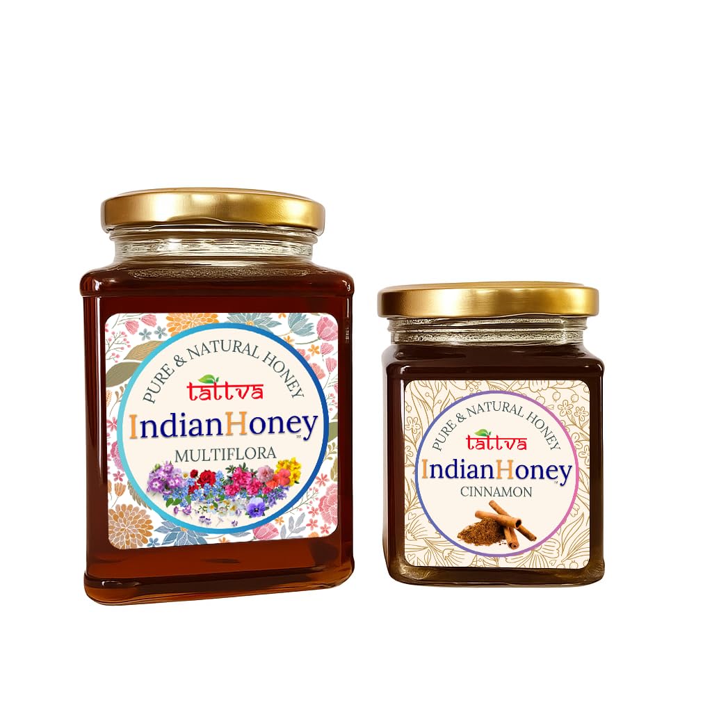 IndianHoney Himalayan Multiflora & Metabolic & Warming Cinnamon Infused Honey Combo Pack (500gm & 230gm) Himalayan Multiflora & Cinnamon