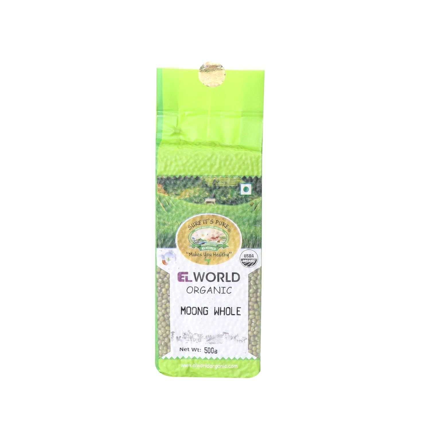Elworld Agro & Organic Food Products Moong Whole 500g