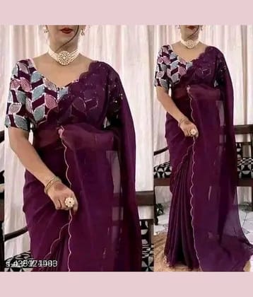 supalee Tex Georgette Solid Saree With Unstitched Blouse Piece ( Multicolor1 )