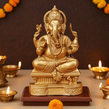 Brass Showpiece Ganesh Ji Statue (BSMAS551 A)