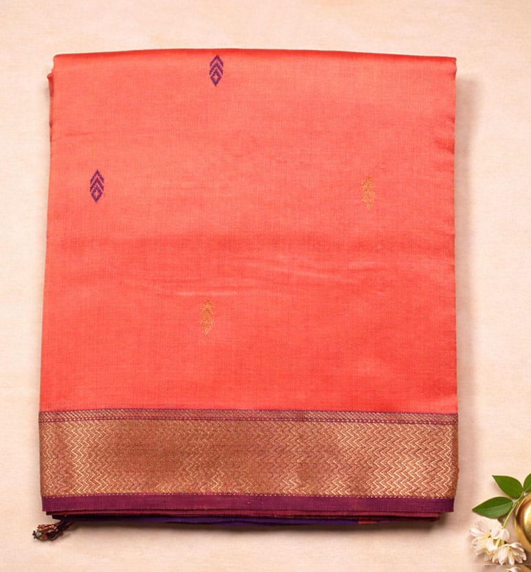 Traditional Handloom Maheshwari Silk-Blend Saree