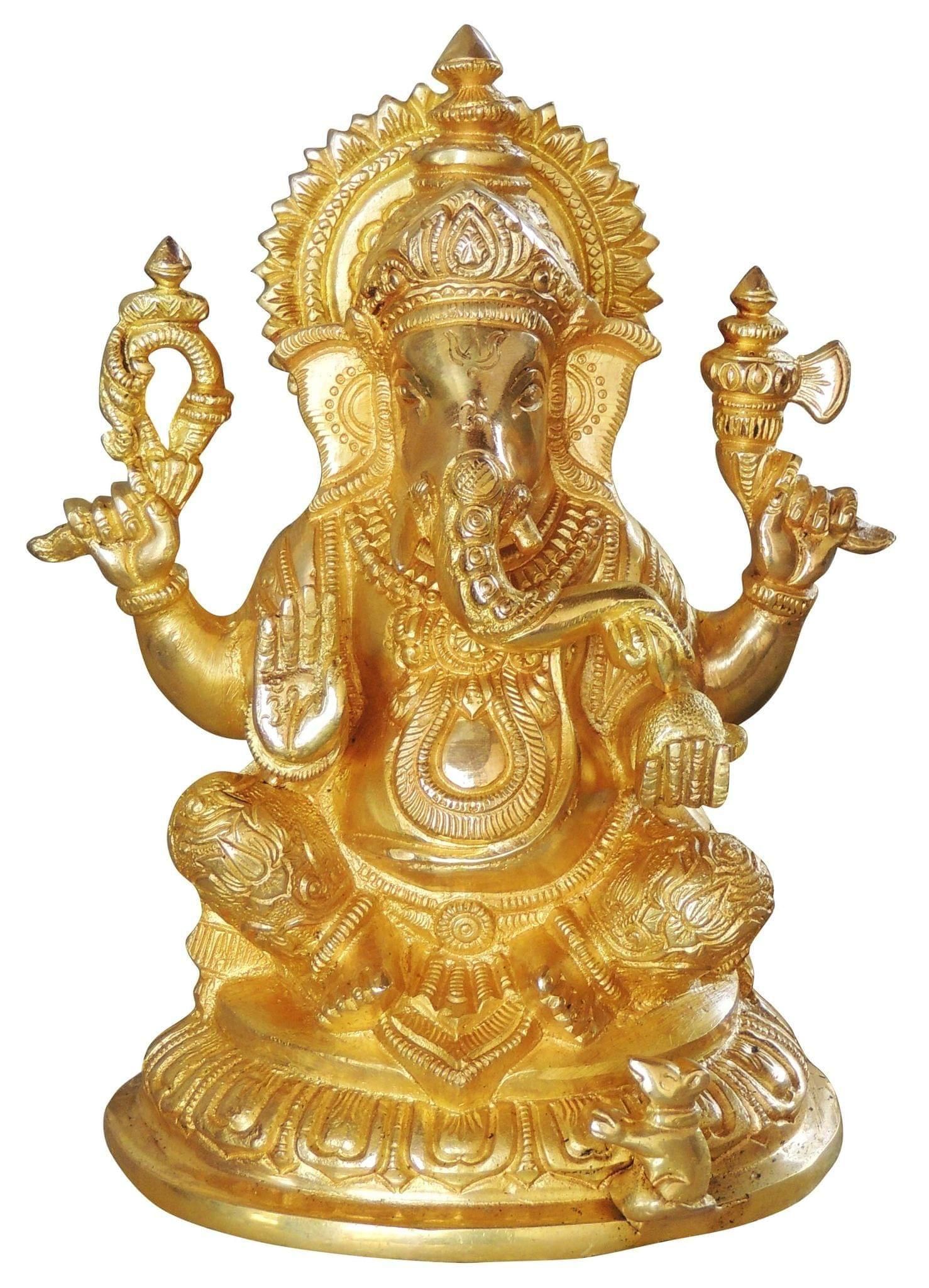 Brass Showpiece Ganesh Ji God Idol Statue - 5.5*4*7 inch (BS1025 G)