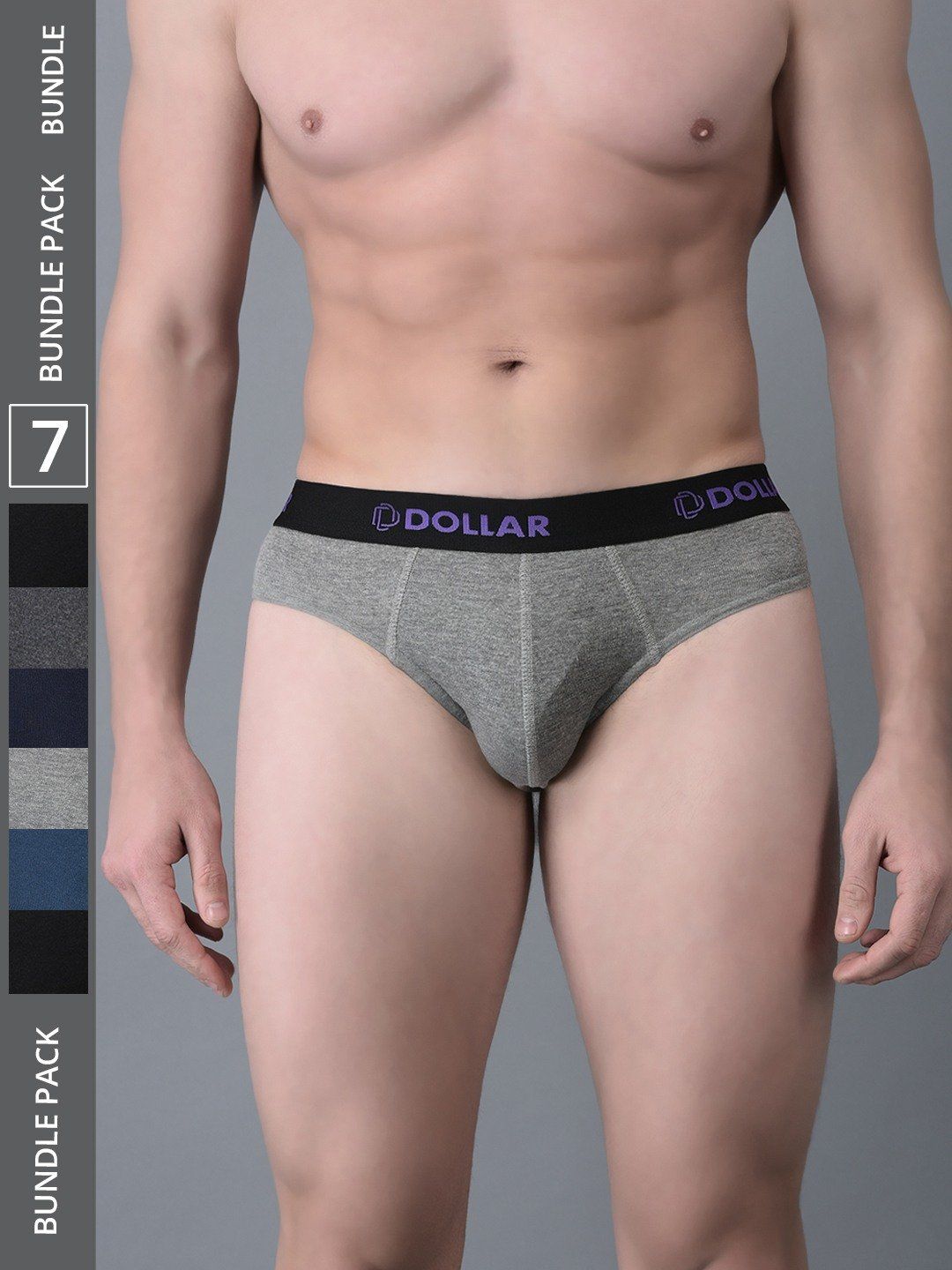 Men's Assorted Pack of 7 Cotton Superior Snug Fit Solid Brief