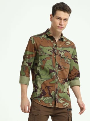 Majestic Vanguard Olive Brown Camo Shirt-S / Light Green