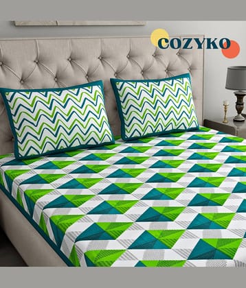 COZYKO Cotton 1 Double Bedsheet with 2 Pillow Covers ( Multicolor )