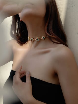 Elisa Multicolored Kundan Choker Necklace-Multicolored