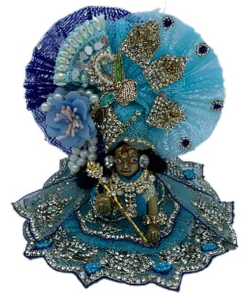 Dreemoh God's Treat Laddu Gopal Blue Cotton Dress ( Pack of 1 )