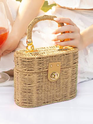 The Straw-Lunéa Hand Bag - Khaki Brown-Handbag