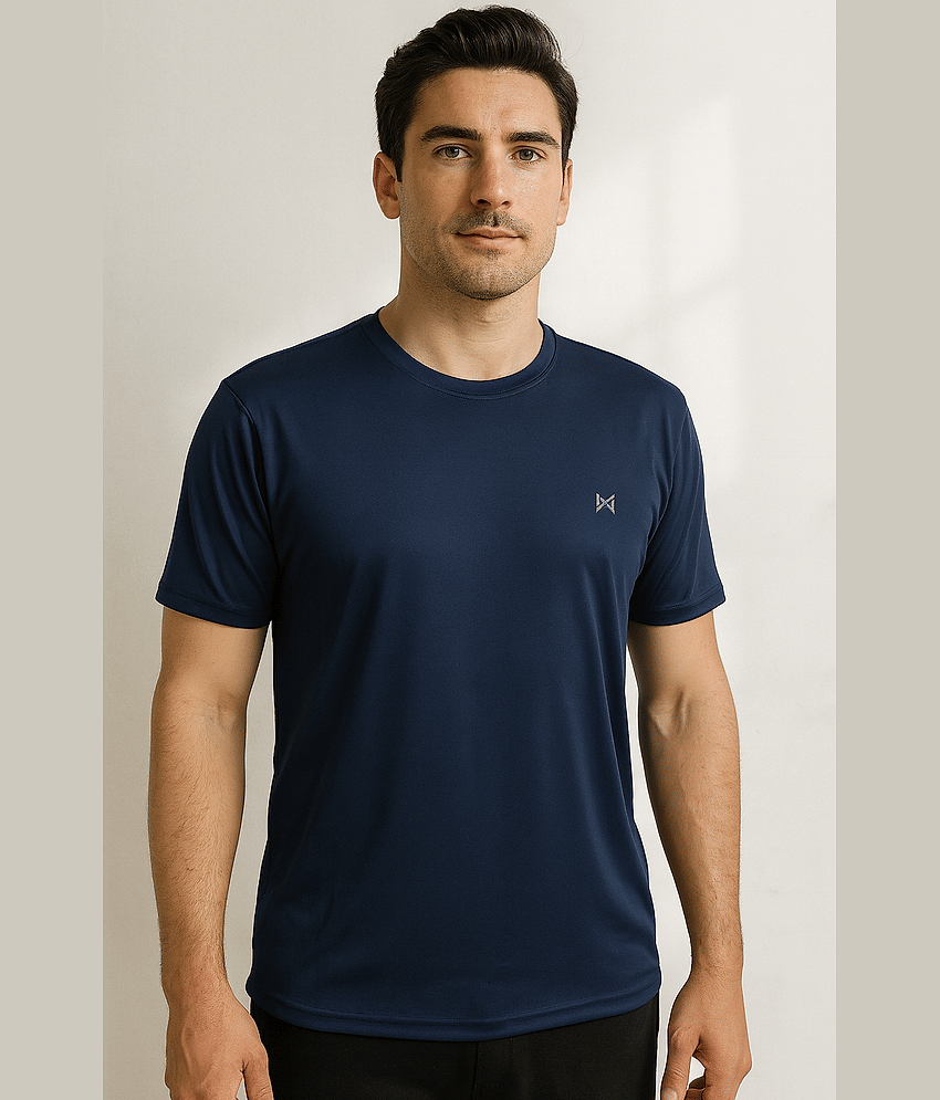 Force NXT Navy Polyester Regular Fit Men's Sports T-Shirt ( Pack of 1 )