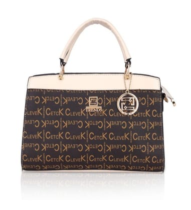 Women's Faux Leather Printed Handbag (Beige)