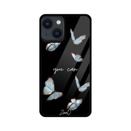 Black Delicate Phase ZaaQ Premium Glass Case for iPhones  Style Meets Protection  Apple iPhone 13 Mini