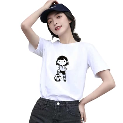 Smile Graphic T-Shirt, White Cotton Top, Casual Short Sleeve for Girls (Color-White, Size-12 - 13 Years)