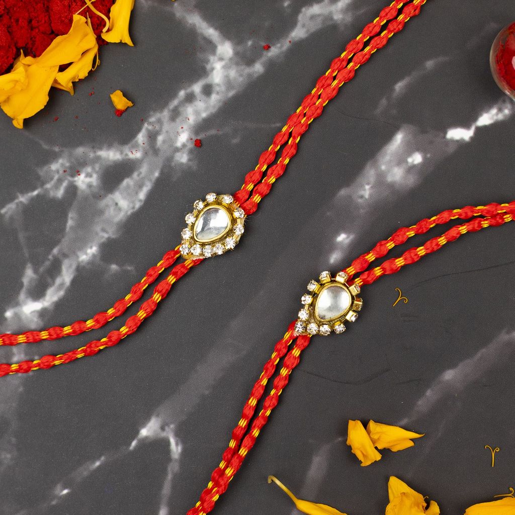 Craftlayout Stone Set Of 2 Handmade Thread Designer Rakhi For Brother