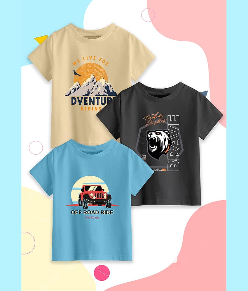 RUNSTARS Pack of 1 Boys Cotton T-Shirt ( Multicolor 3 )