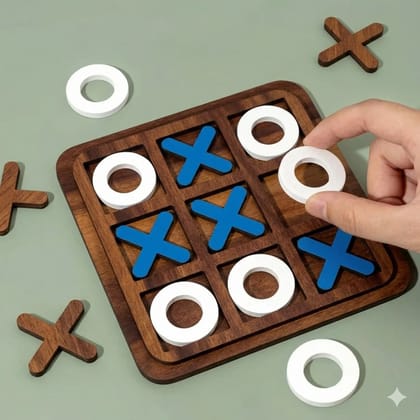 Handmade Solid Walnut Wooden Tic-Tac-Toe Board Game - Classic Fun & Decor