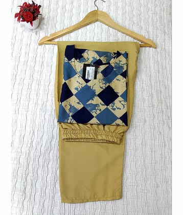 Ethnicbasket Crepe Printed Kurti With Pants Women's Stitched Salwar Suit - Blue ( Pack of 1 )