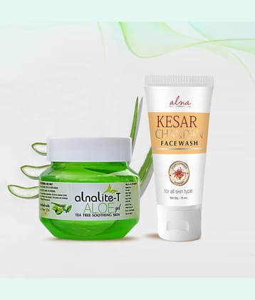 Alna Alnalite-T Aloe Gel 100gm with Kesar Chandan Face Wash 75ml , Pack of 2
