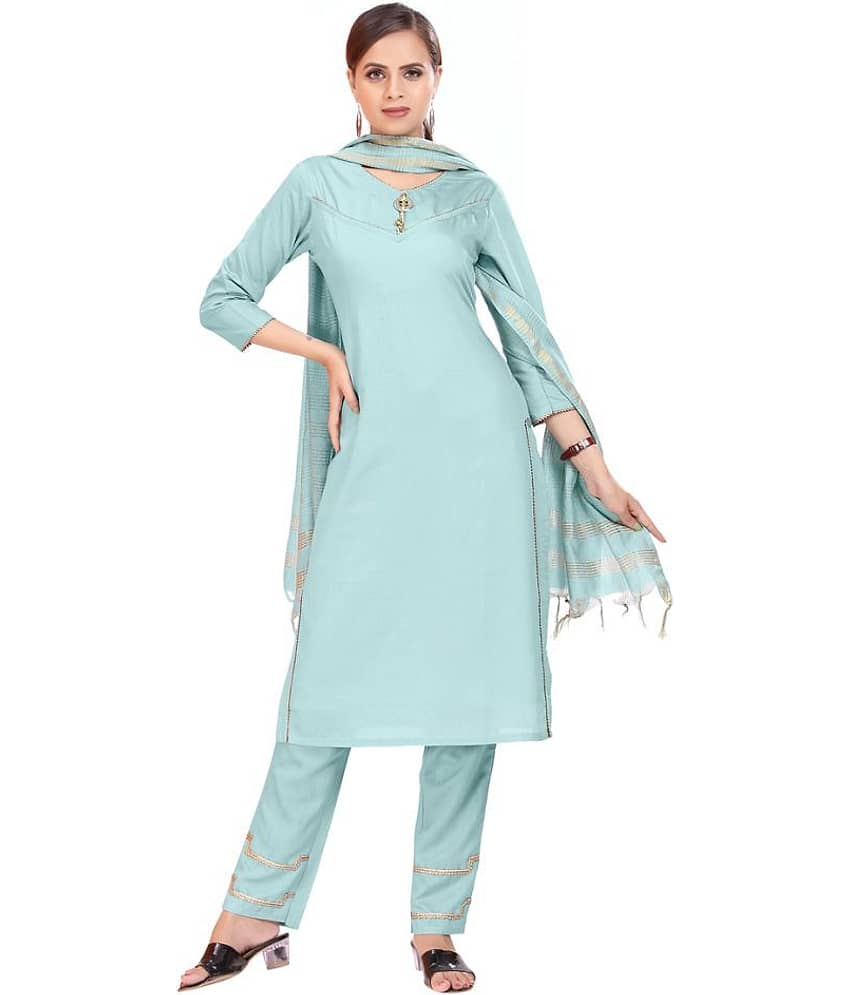 Madhuram Textiles - Blue Silk Women's Straight Kurti ( Pack of 1 )