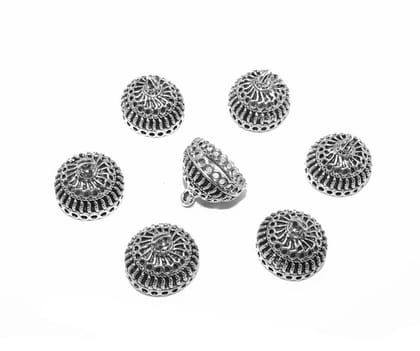 Round Shape Oxidized Silver Plated handmade jhumka/jhumki earring Base Jewelry Finding , NJBS-002-Per Packet of 2 Pair / 16 mm