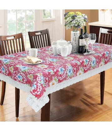 Printed PVC 6 Seater Rectangle Table Cover ( 228 x 152 ) cm Pack of 1 Pink