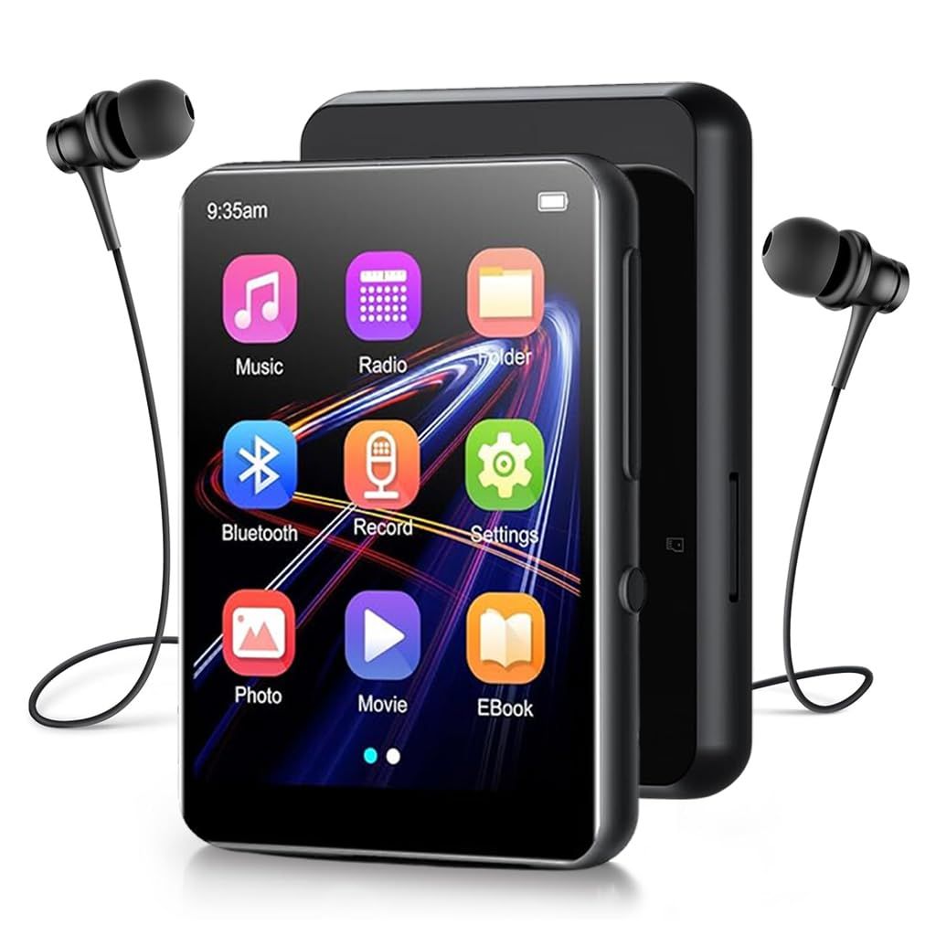 AUDIOCULAR M31 32GB Portable Mp3 Music Player with Bluetooth, 2.4 LCD Touch Screen, Video Playback, Built-in Speaker, Voice Recording Function Mini HiFi Lossless Digital Audio Player (32GB - Black) AUDIOCULAR M31 32GB Portable Mp3 Music Player with Bluet