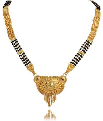 shankhraj mall gold plated black bead long mangalsutra for women-10045