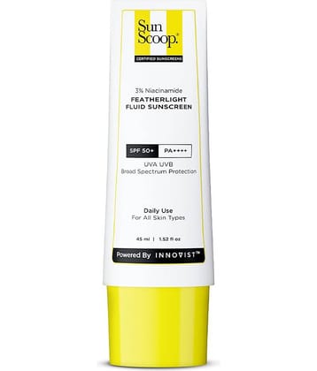 Sunscoop 3% Niacinamide Featherlight Fluid Sunscreen Spf50+ Pa++++ Uva Uvb , 45ml (Pack of 1)