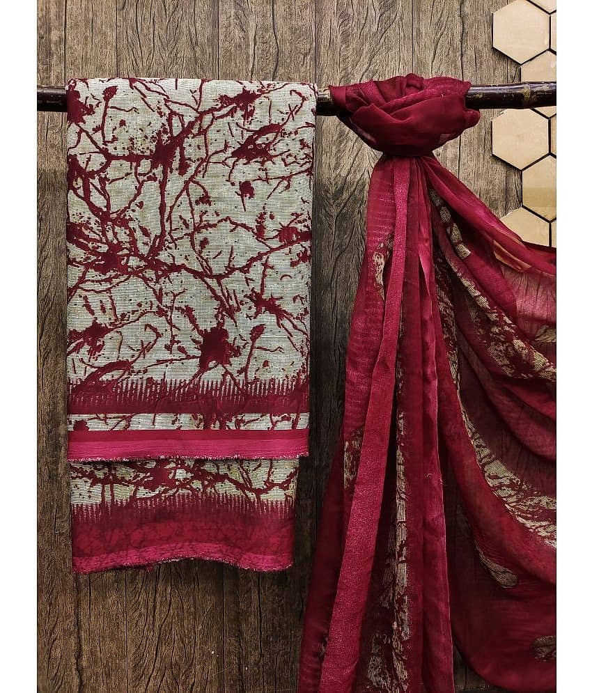 Anand Unstitched Crepe Printed Dress Material - Beige ( Pack of 1 )