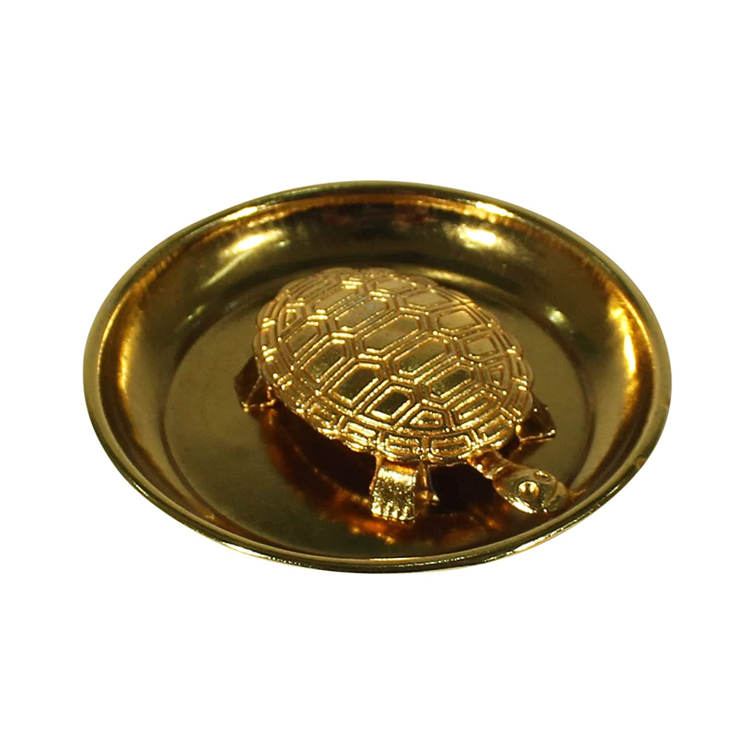 Dreamkraft White Metal Meru Shree Yantra On Tortoise Good Luck & Evil Eye Protection (Golden - 5x7.5 cm )