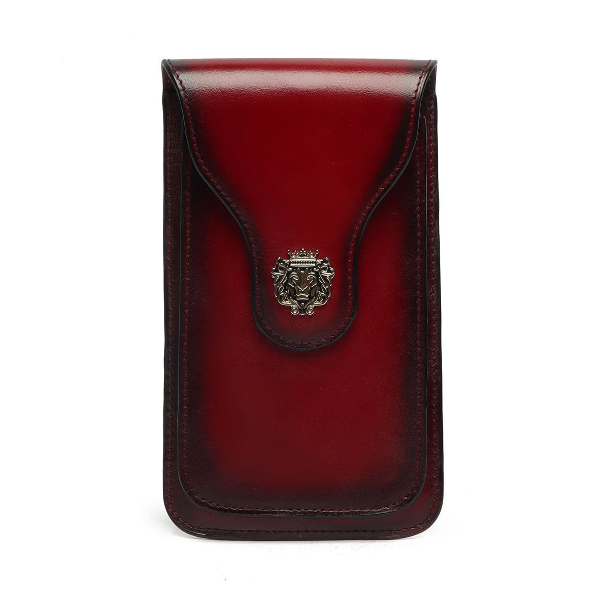 Double Pocket Mobile Cover In Wine Leather-11 PRO MAX
